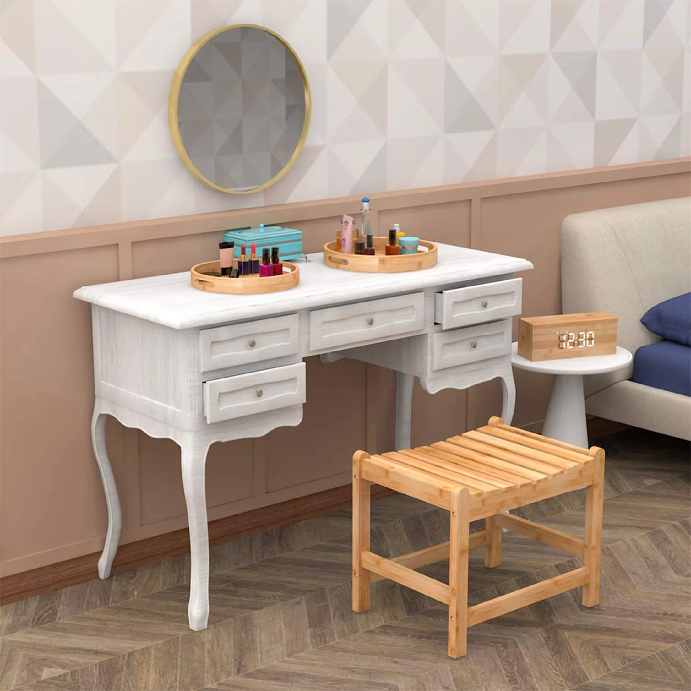 Bambloom Bamboo Shower Bench,Waterproof Anti-Slip Shower Stool in Bathroom & Inside Shower