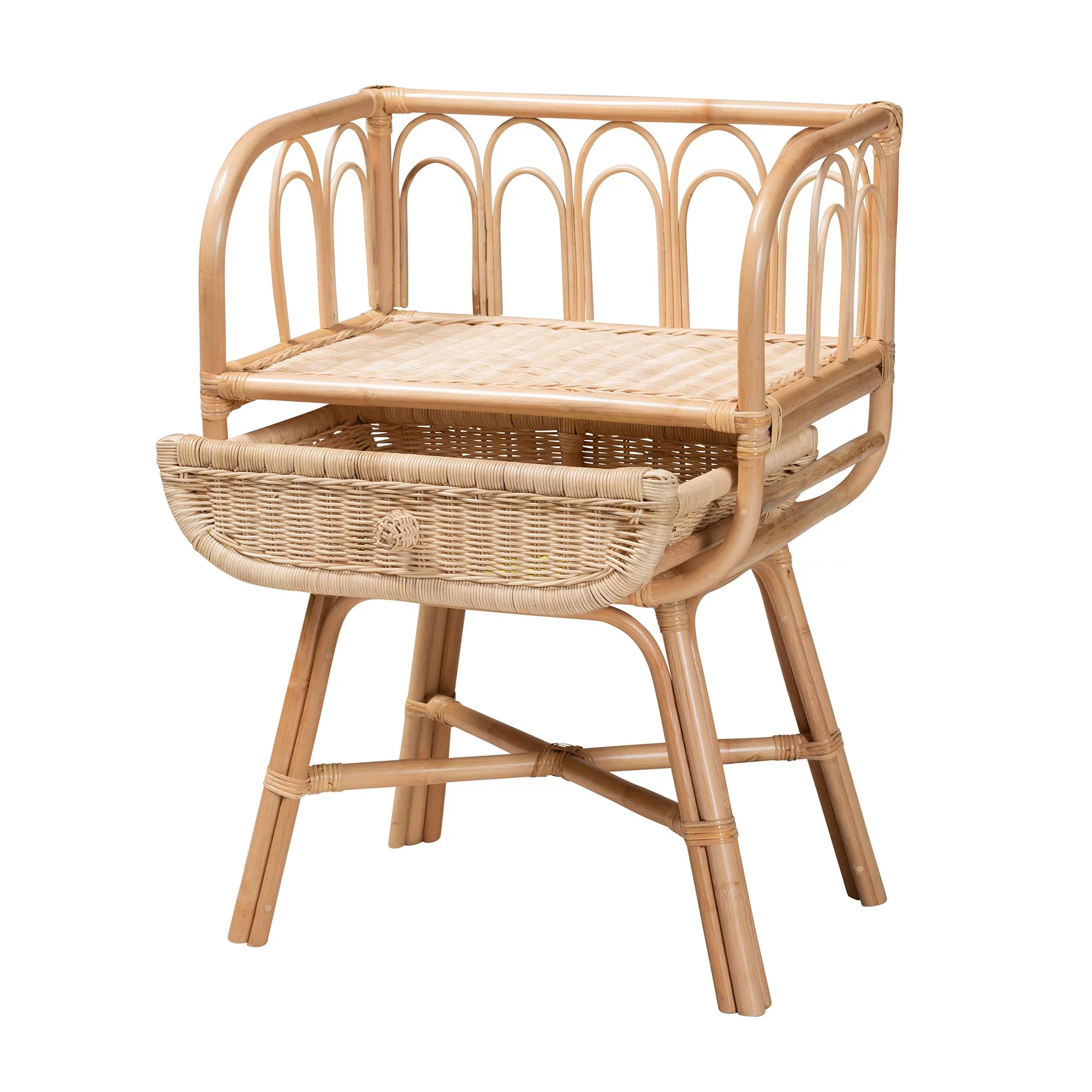 bali & pari Panchali Modern Bohemian Natural Brown Rattan Nightstand