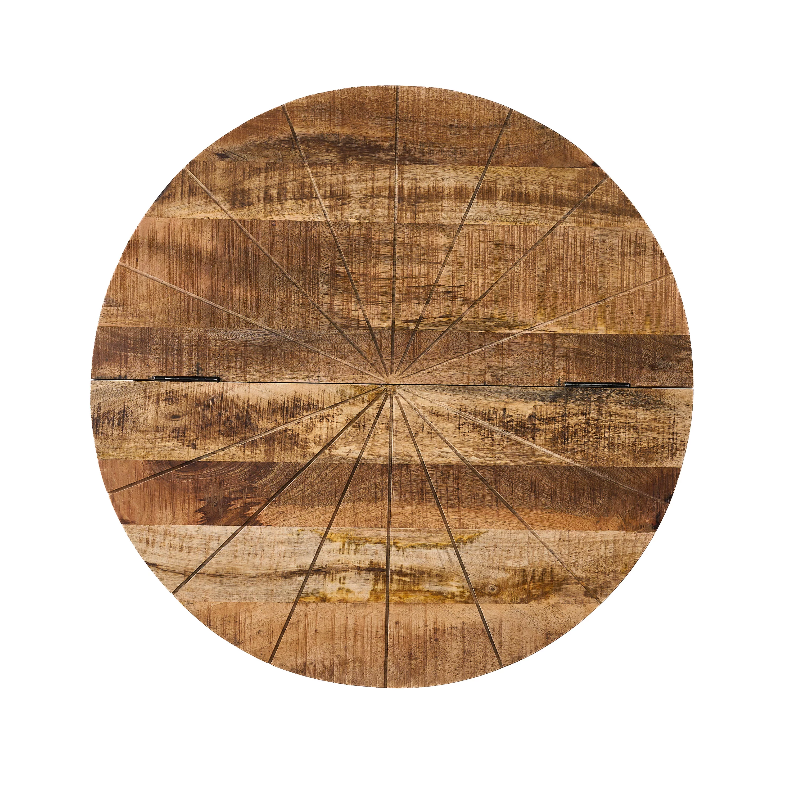 Kim Handcrafted Boho Mango Wood and Iron Accent Table, Natural and Black