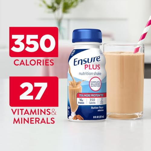 Ensure Plus Strawberry Nutrition Shake | Meal Replacement Shake | Ready To Drink | 16g Protein and 27 Vitamins and Minerals | 8 fl oz - 24 Pack