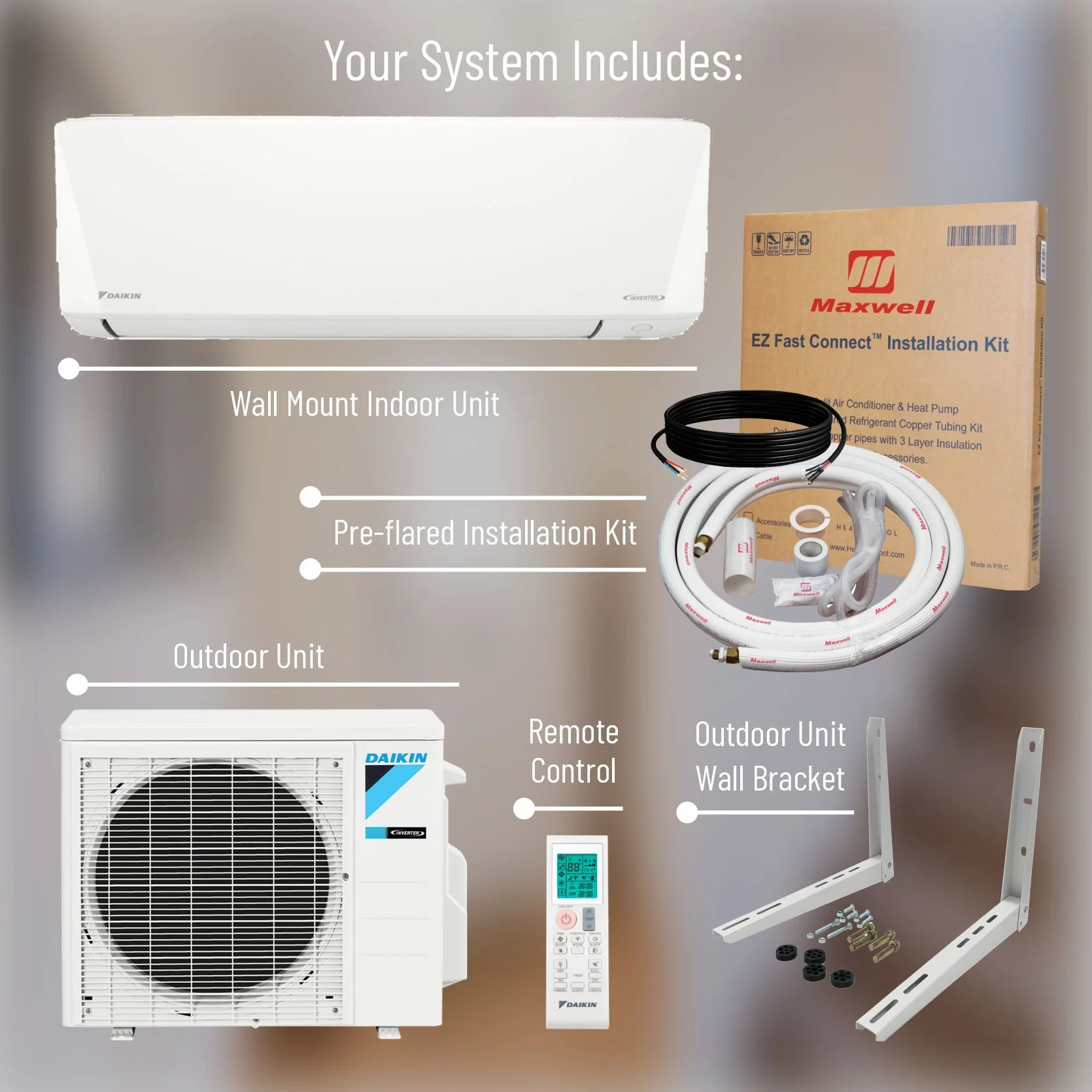 Daikin 12,000 BTU 18 SEER2 Ductless Mini-Split Heat Pump Air Conditioner 550 sq. ft.