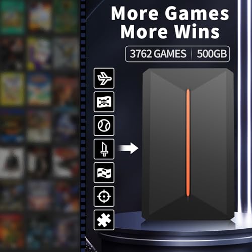 Retro Gaming Console 500G Hard Drive with 3762 Games, 14 Emulators Emulator Console HDD with LBOX Game Systems, Plug and Play Video Games Video Game Console for PC with 2 Wireless Gamepad