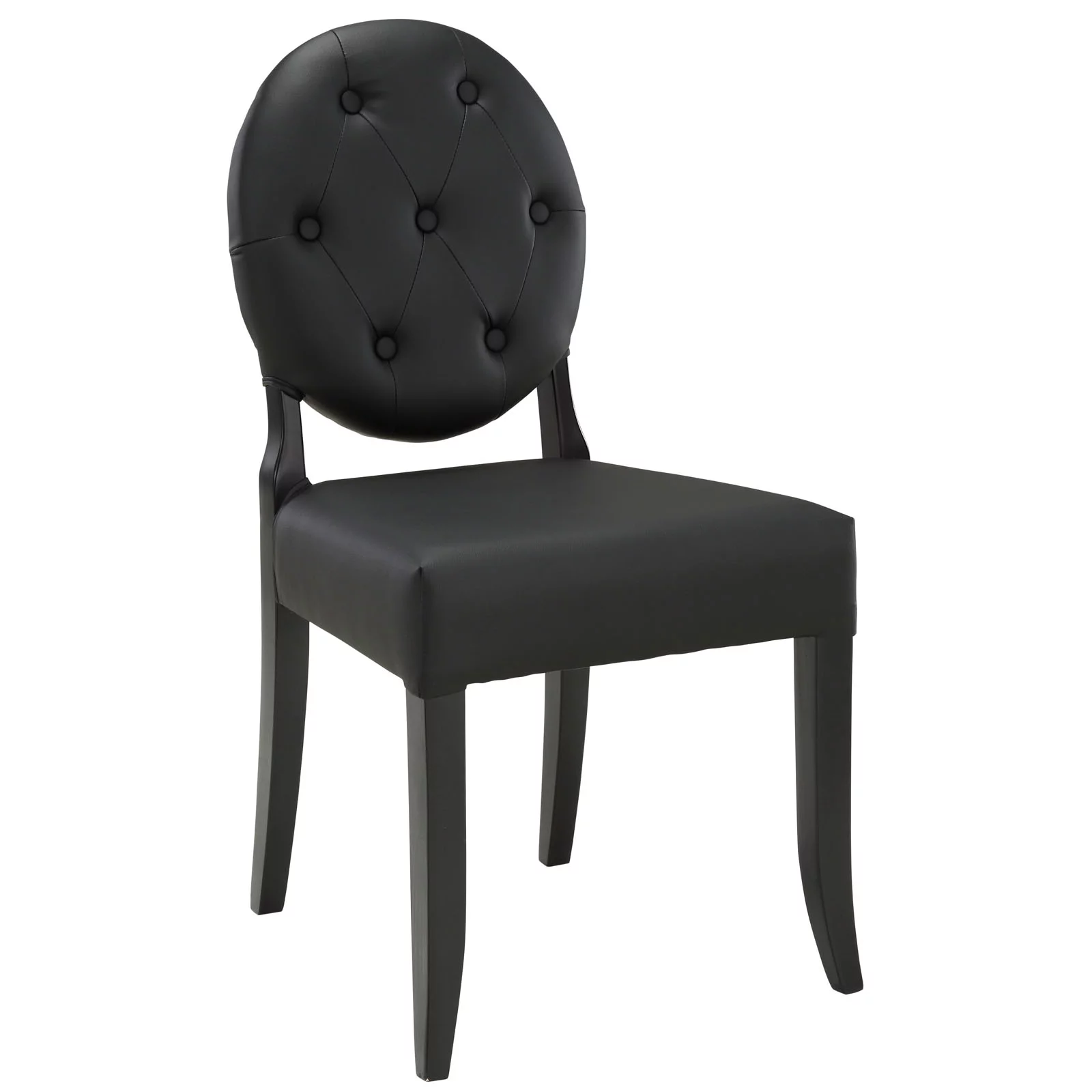 Modway Button Dining Vinyl Side Chair in Black