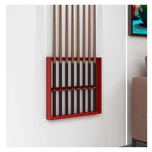 Wall Mount Billiard Cue Stand, Metal Pool Cue Rack with Double Layer U-Shaped Slots, Pool Accessories for Game Room & Club, Durable 55x6x50cm, Stylish Orange