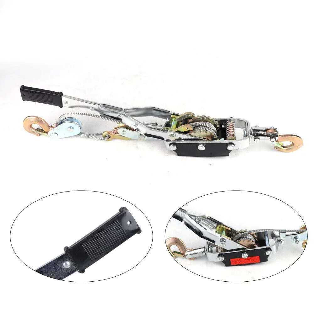 OUKANING 5 Ton Power Tractor with 3 Hooks 2 Gear Automotive Hoist Dual Gears Automotive Hoist Cable Puller