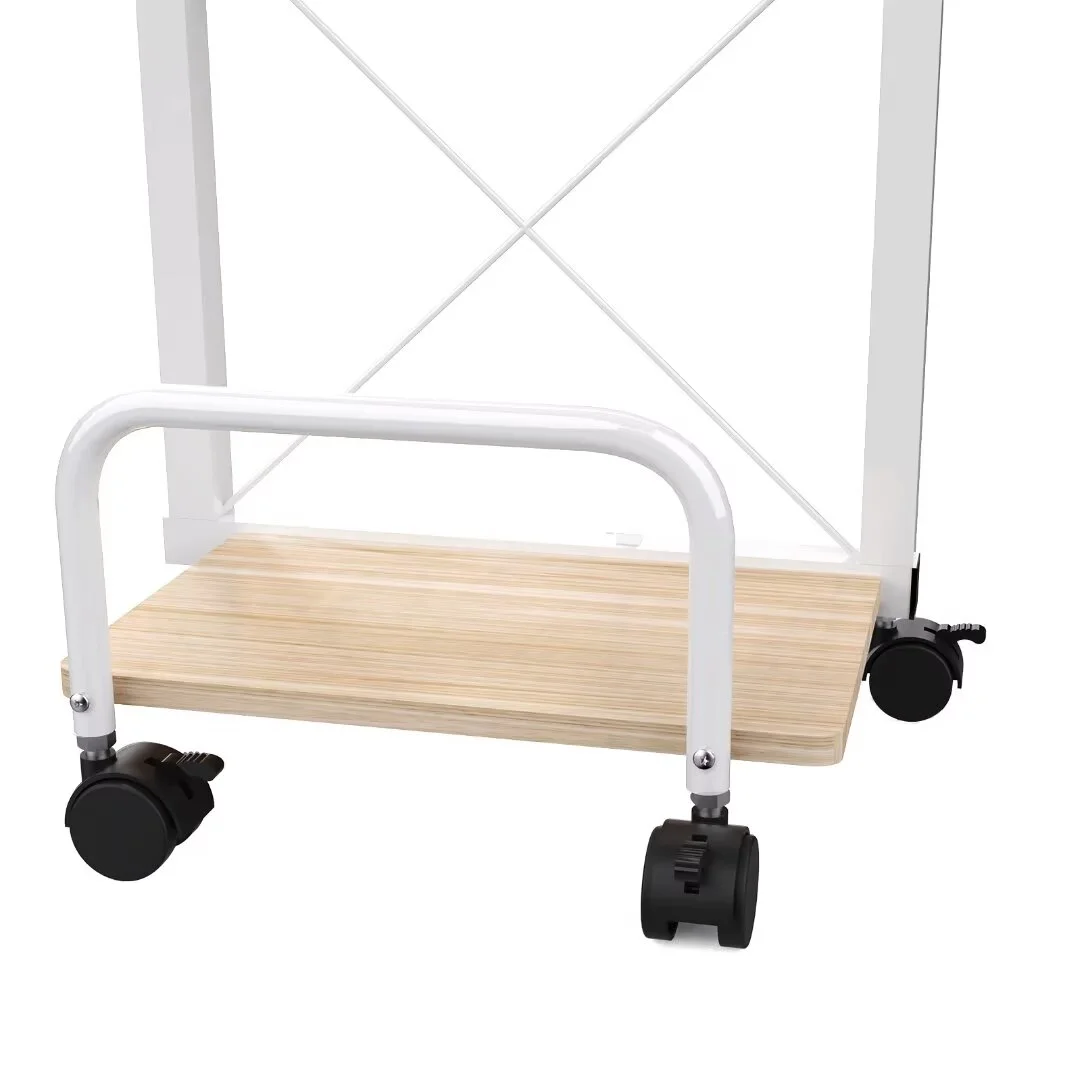 Oukaning Overbed Table Laptop Computer Cart with Wheels Rolling Desk Height Adjustable Home Office Desks