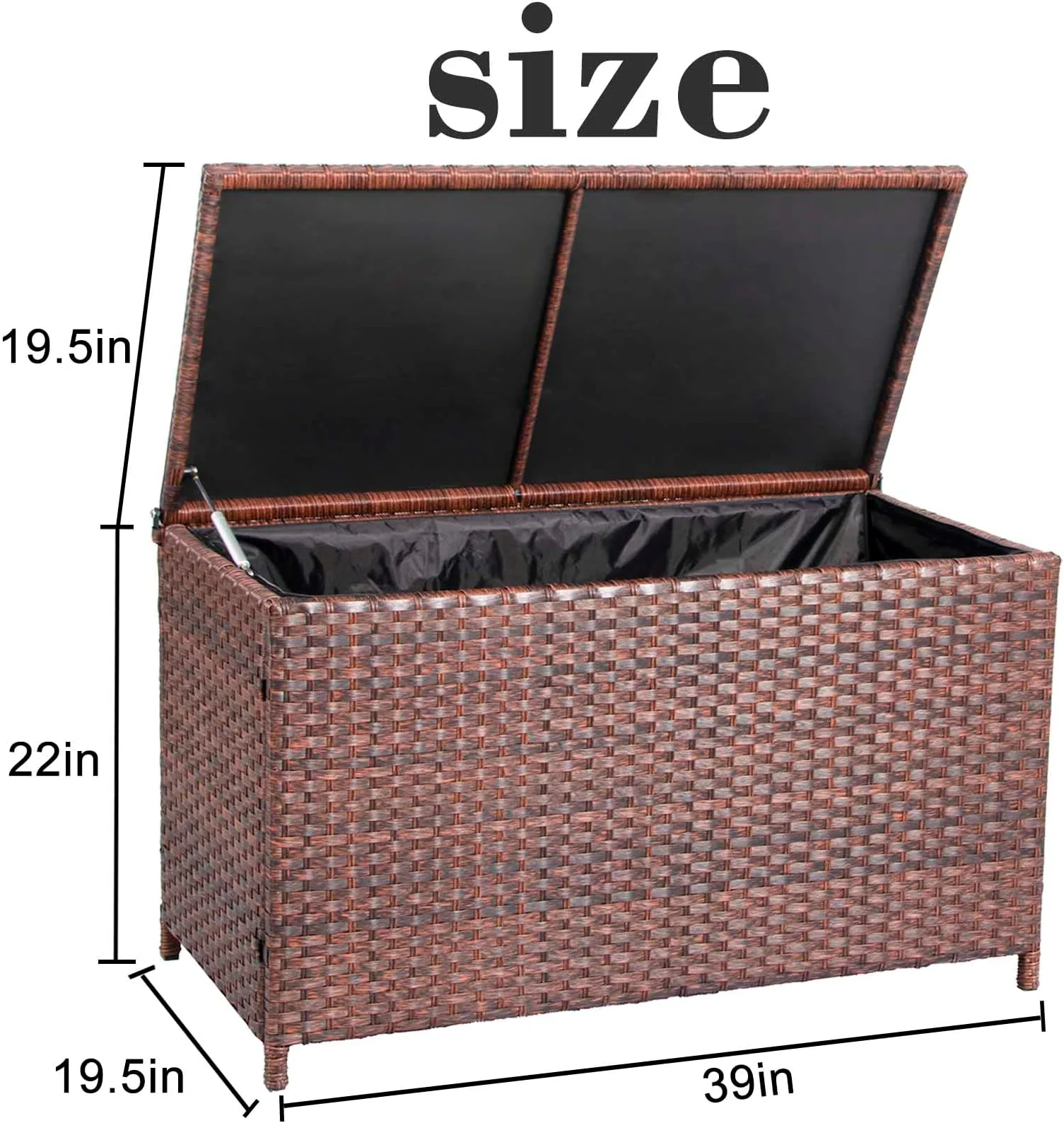 DIMAR GARDEN Outdoor Patio Wicker Rattan Storage Box Table 70 Gallon Mixed Coffee