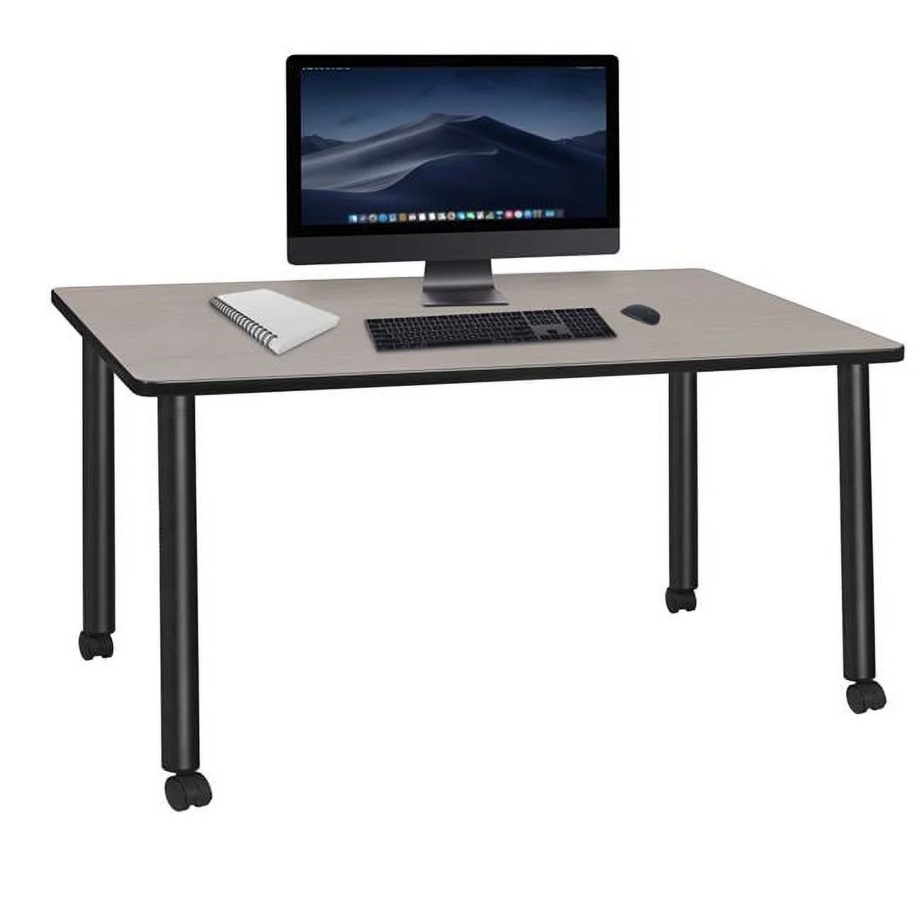Regency  66 x 24 in. Kee Mobile Desk with Maple Top, Black Legs
