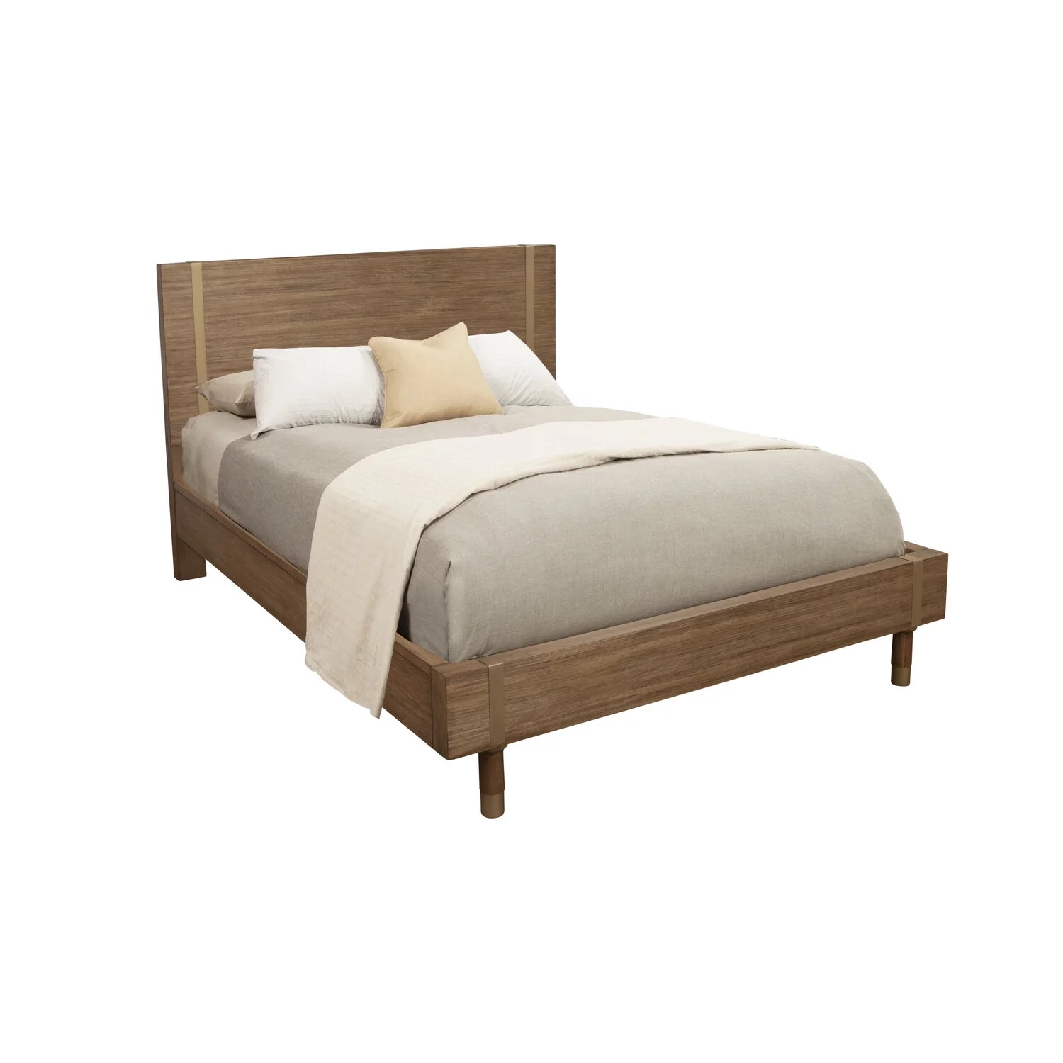 Alpine Furniture Easton Standard King Wood Platform Bed in Sand (Beige)