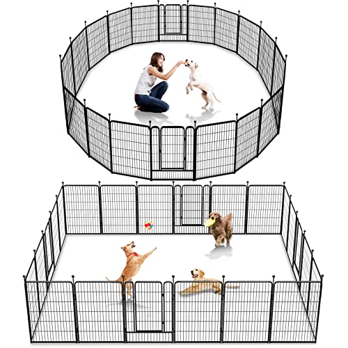 Dog Playpen 40 inch 8 Panels Dog Fence Outdoor for Yard Indoor Dog Pen for Large/Medium/Small Dogs, Heavy Duty Metal Puppy Playpen with Door Portable Pet Fence for RV Camping Yard