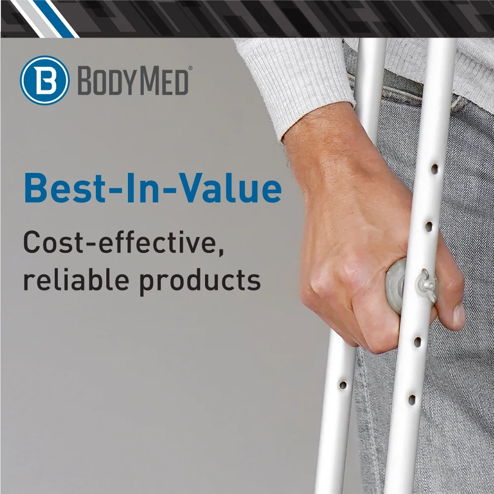 BodyMed Lightweight Aluminum Crutches Pair, Adult, Medium, 5' 2
