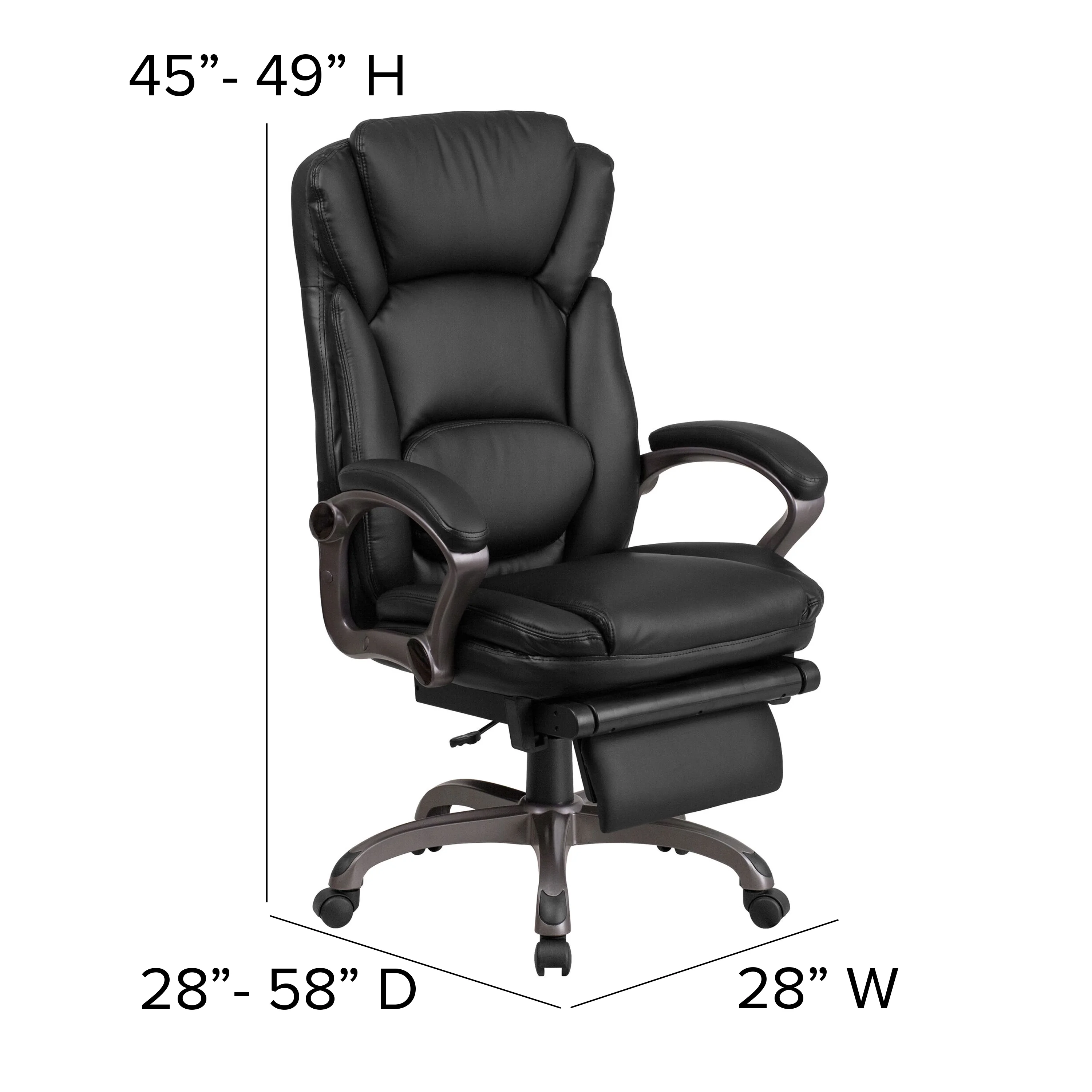 Emma + Oliver High Back Black LeatherSoft Reclining Ergonomic Outer Lumbar Swivel Office Chair