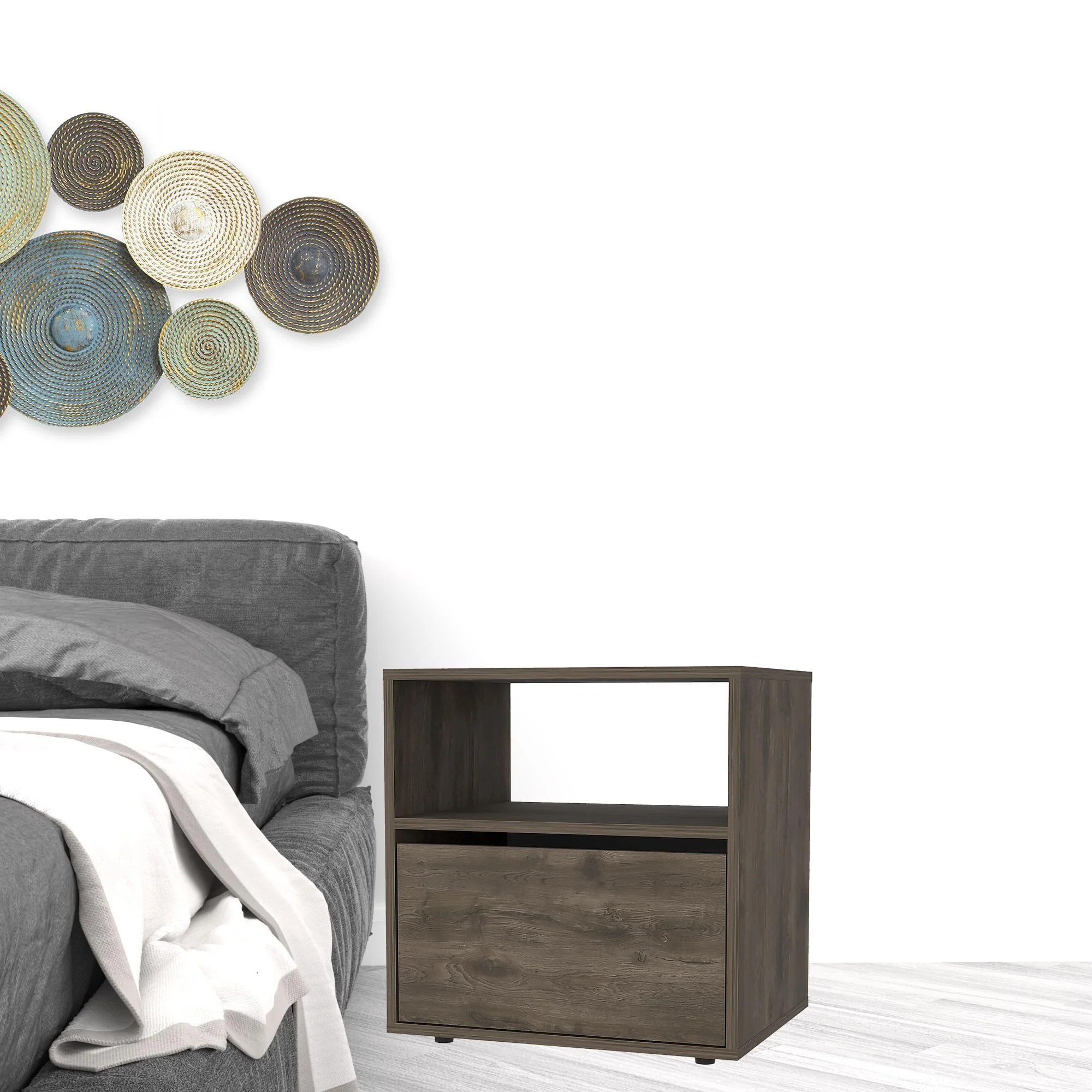 HomeRoots 488505 20 in. Manufactured Wood Nightstand, Dark Brown