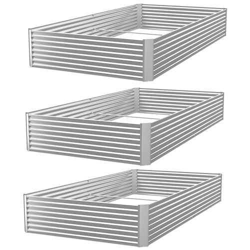 3 Pack Galvanized Raised Garden Bed Outdoor,Metal Garden Bed for Vegetables,Above Ground Garden Box for Flower,Steel Raised Beds for Gardening-36x18 inch