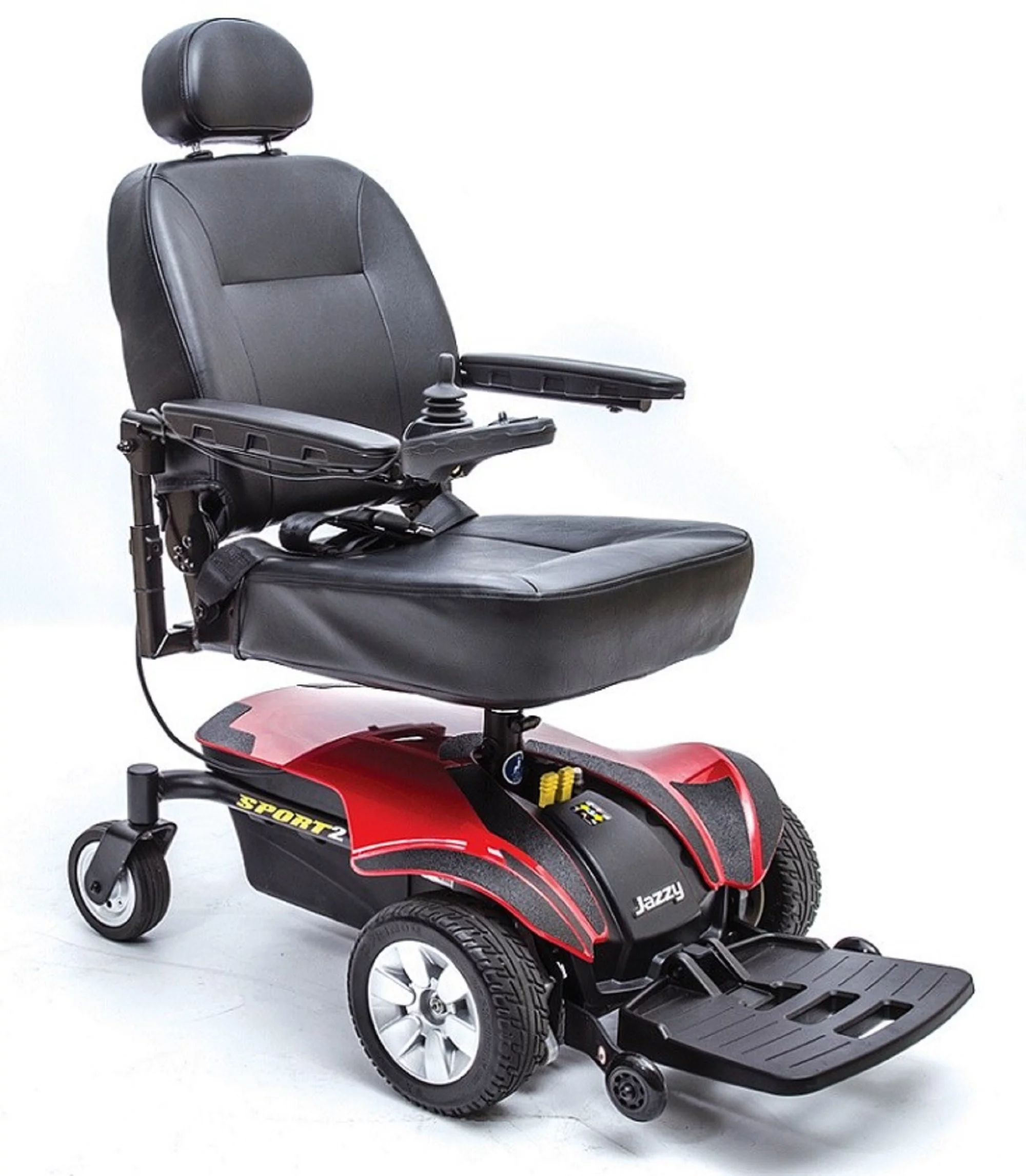 Pride Mobility - Jazzy Sport 2 - Front-Wheel Drive Power Chair - Jazzy Red - PHILLIPS POWER PACKAGE TM