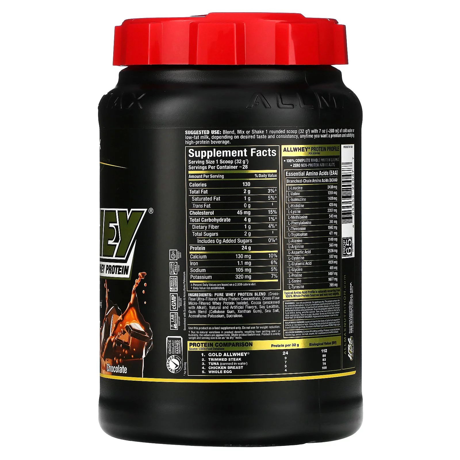 ALLMAX Gold AllWhey,  Premium Whey Protein, Chocolate, 2 lbs (907 g)