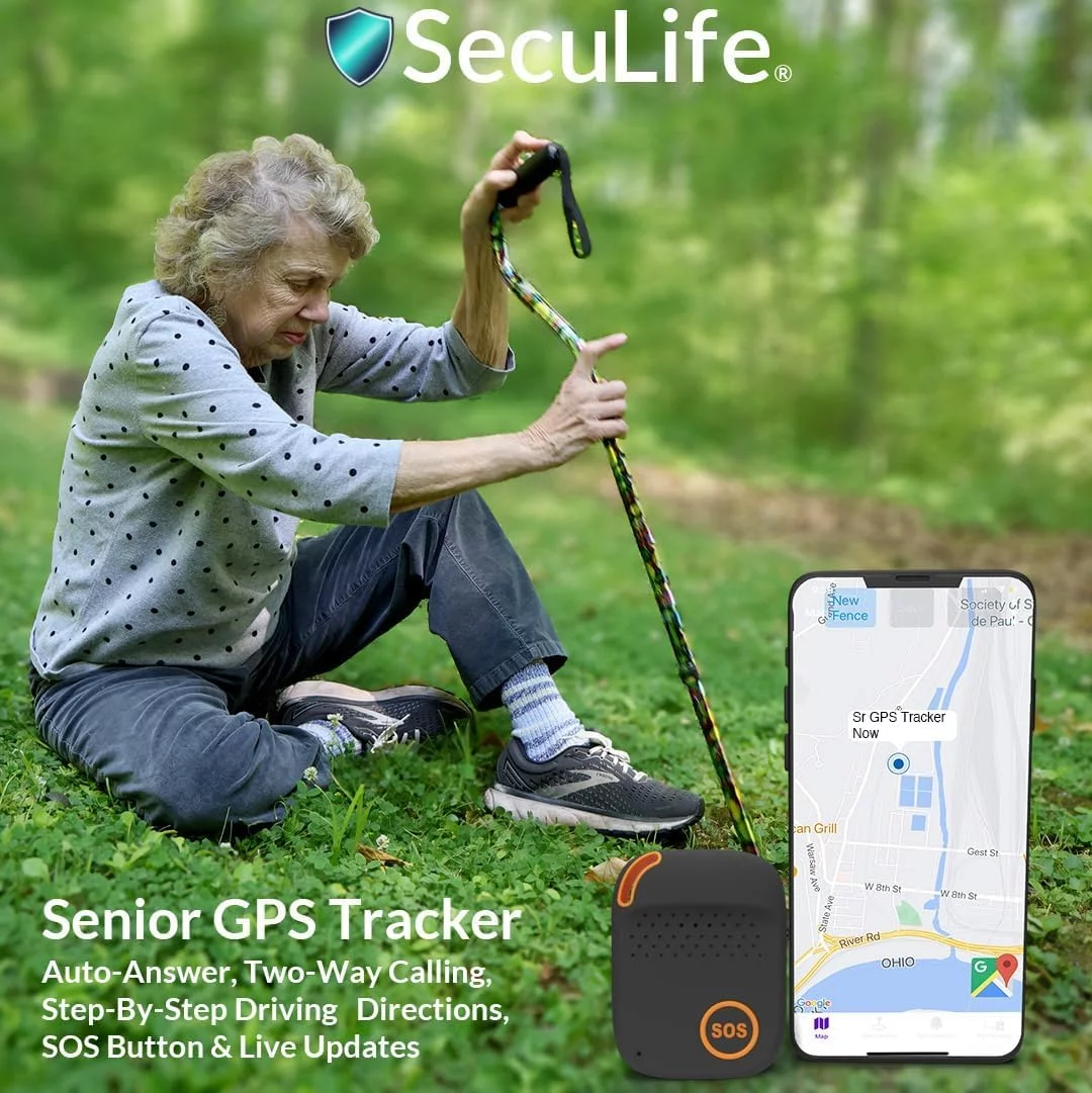 SecuLife Elderly Fall Alert Monitoring , Life Saving SOS Button Senior GPS Tracker, Two Way Auto-Answer Speakerphone