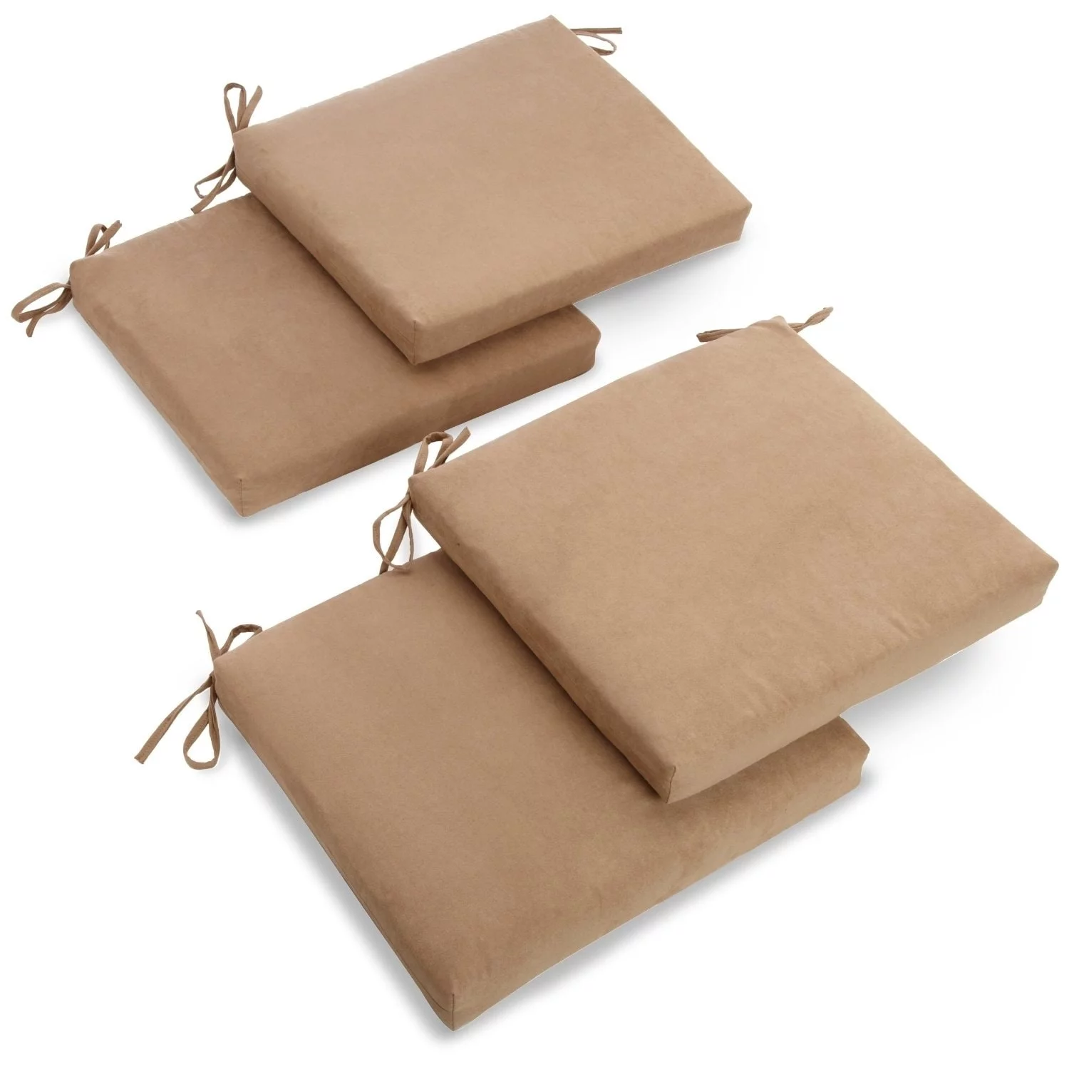 Blazing Needles 93454-4CH-MS-SG 20 x 19 in. Solid Microsuede Chair Cushions, Sage Green - Set of 4
