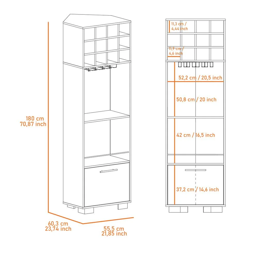 FM FURNITURE Aubree Bar Cabinet  Mahagony (brown) / Macadamia Engineered Wood