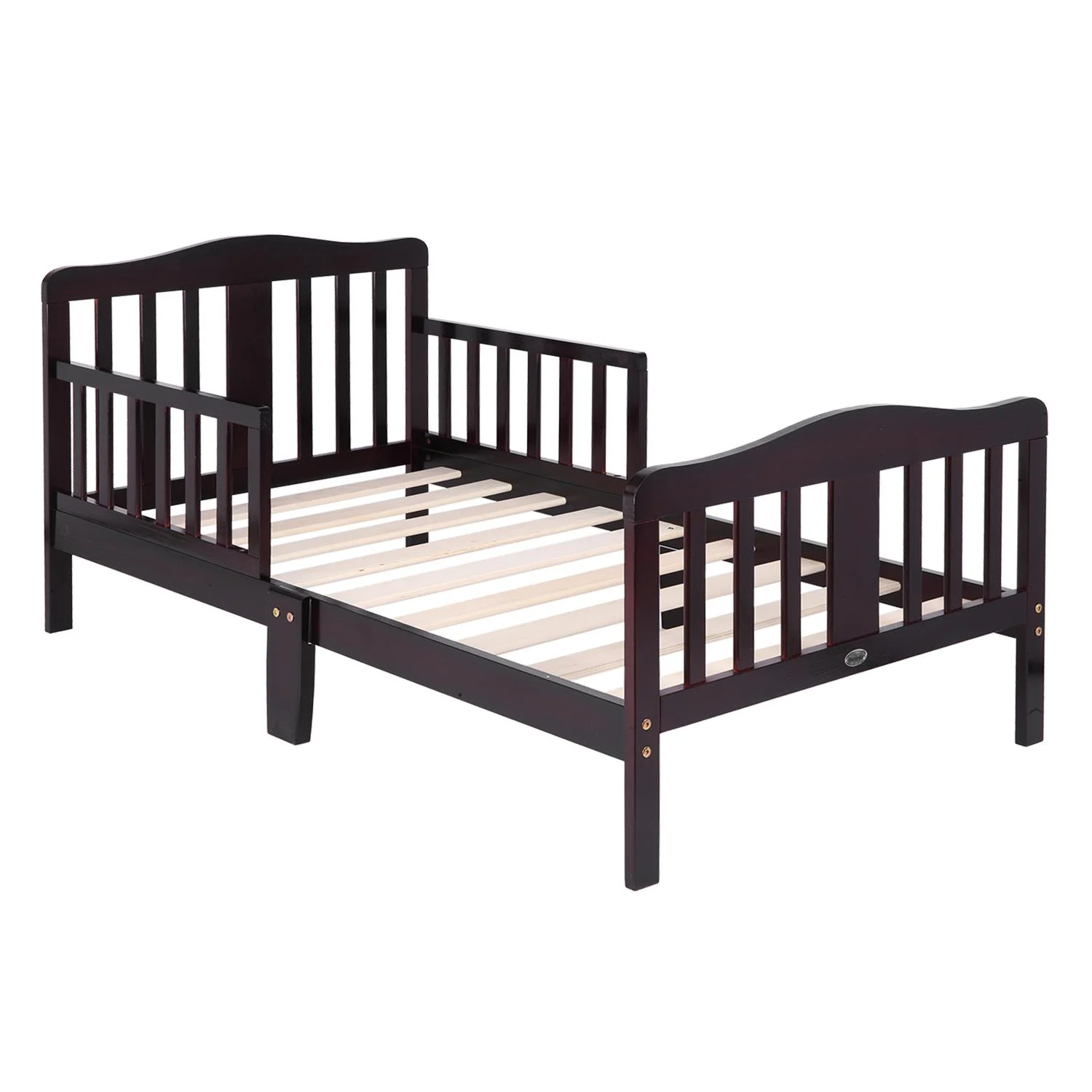 UBesGoo Toddler Bed, Wood Kids Bedframe Children Classic Sleeping Bedroom Furniture w/Safety Rail Fence (Cherry)