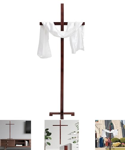 Assembly Maximum 71Inch(180cm) Adjustable Wooden Handmade Cross,Oversized Stand and Wall Cross Decoration,Wooden Jesus Christ Catholic Easter Party Wedding Church Christmas Outdoor Decoration-1