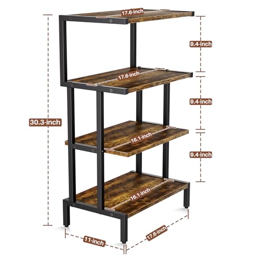 Aquzee Game Console Stands, 4-Tier Stereo Stand Cabinet for Small Space, Gaming Entertainment Center Rack with Storage Shelves for Video Game DVD Player