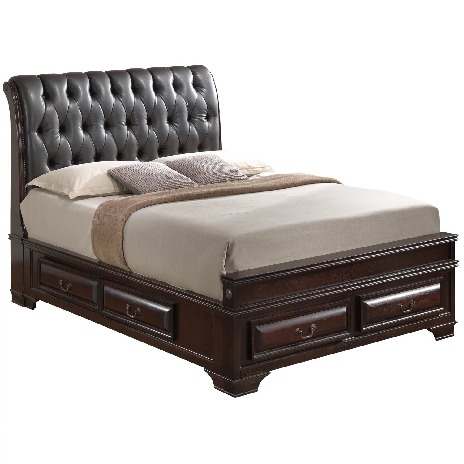 Maykoosh Vintage Vogue G8875E-QB5 Queen Storage Bed , Cappuccino