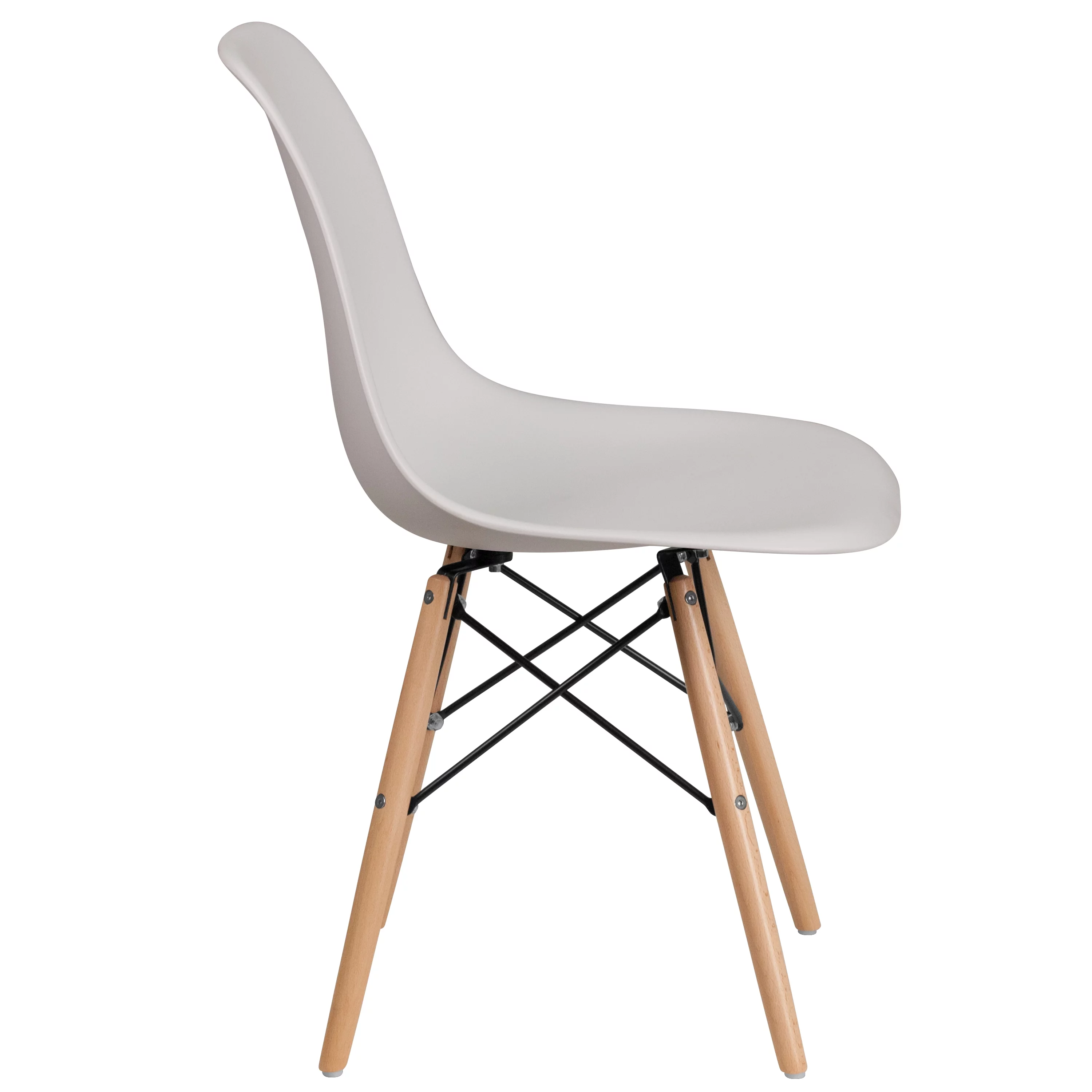 BizChair 2 Pack White Plastic Chair with Wooden Legs