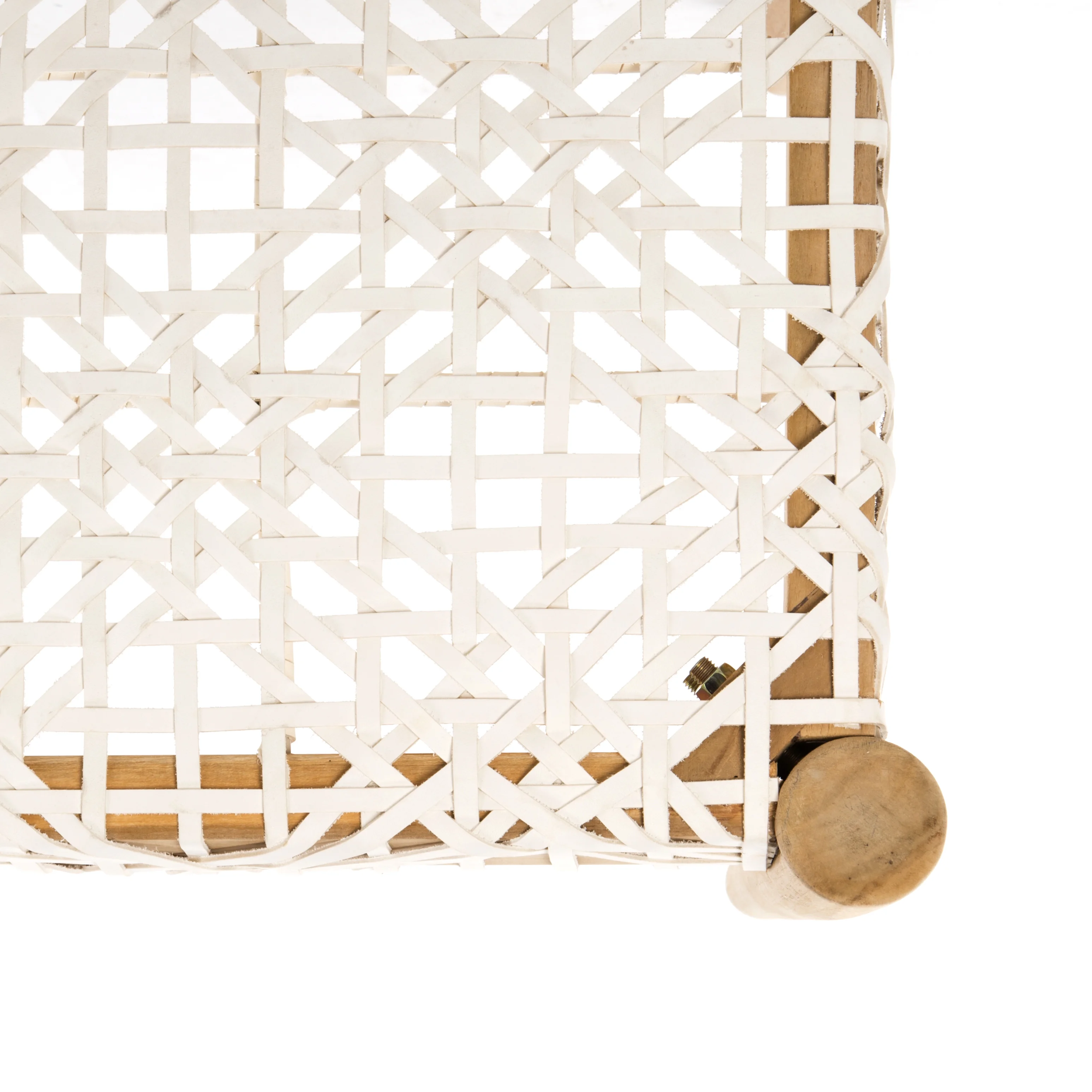 SAFAVIEH Bandelier Cowhide Leather Weave Tufted Bench, Natural/Off-White