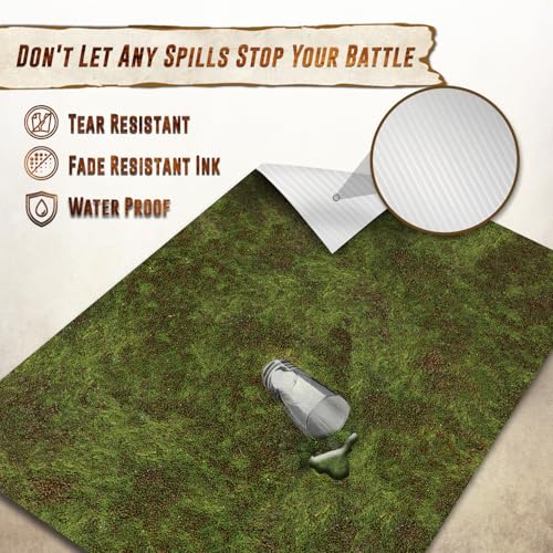 Battle Game Mat - 48x48 - Dungeons Tabletop Dragons Dice Role Playing Map - Wargaming RPG Warfare 40k Flames War - Reusable Miniature Figure Board Games - Warhammer Gaming Vinyl Mat