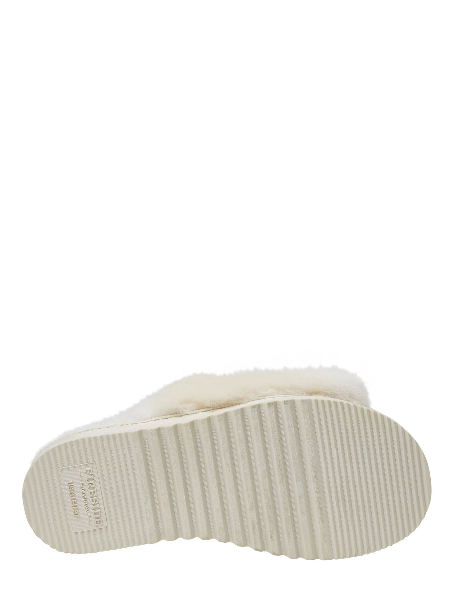 Fireside by Dearfoams Women's Cairns Genuine Shearling Slide Slipper with Metallic Trim