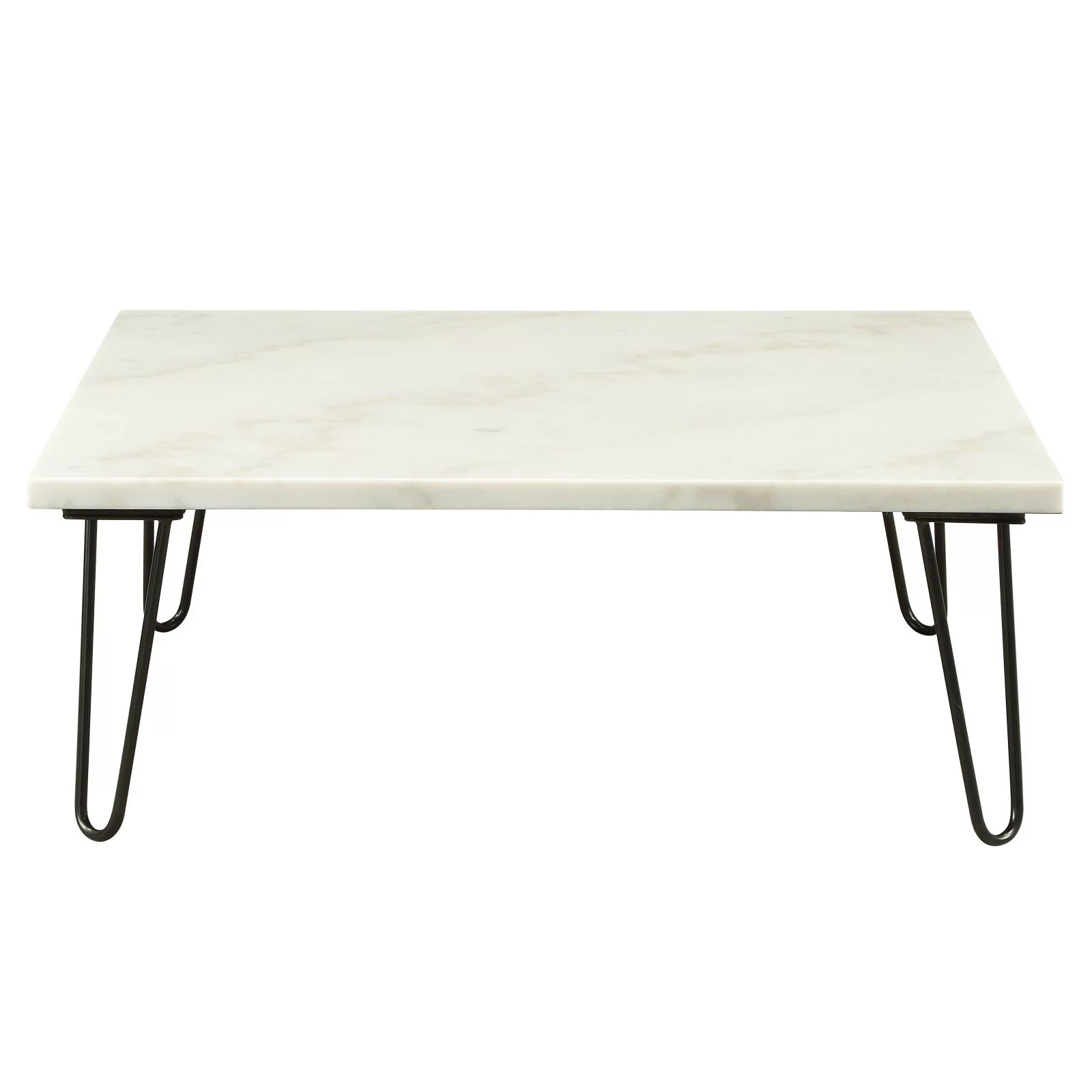 Acme Industrial Coffee Table With White Marble And Black Finish 84500