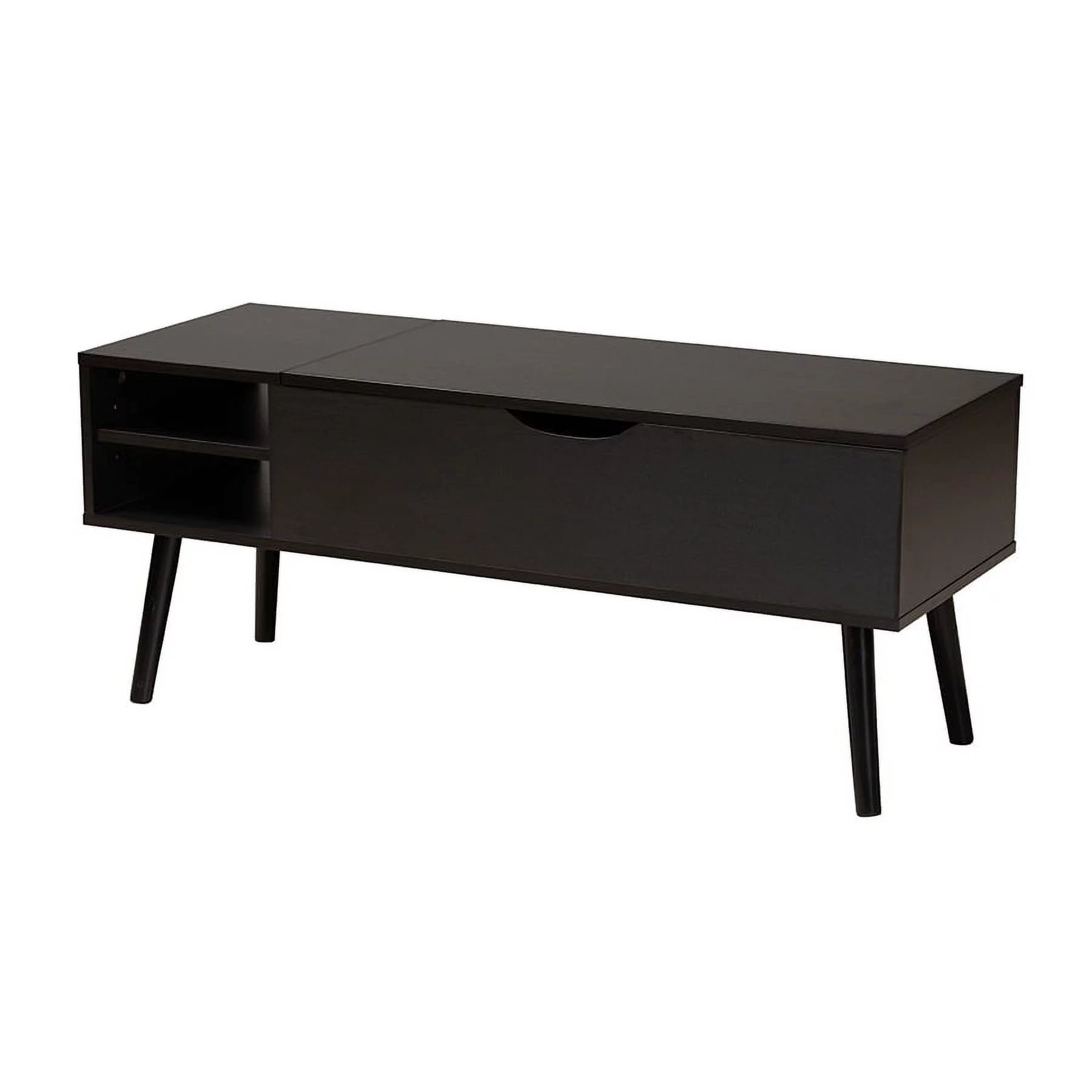 Baxton Studio Roden Modern Two-Tone Black and Espresso Brown Finished Wood Coffee Table with Lift-Top Storage