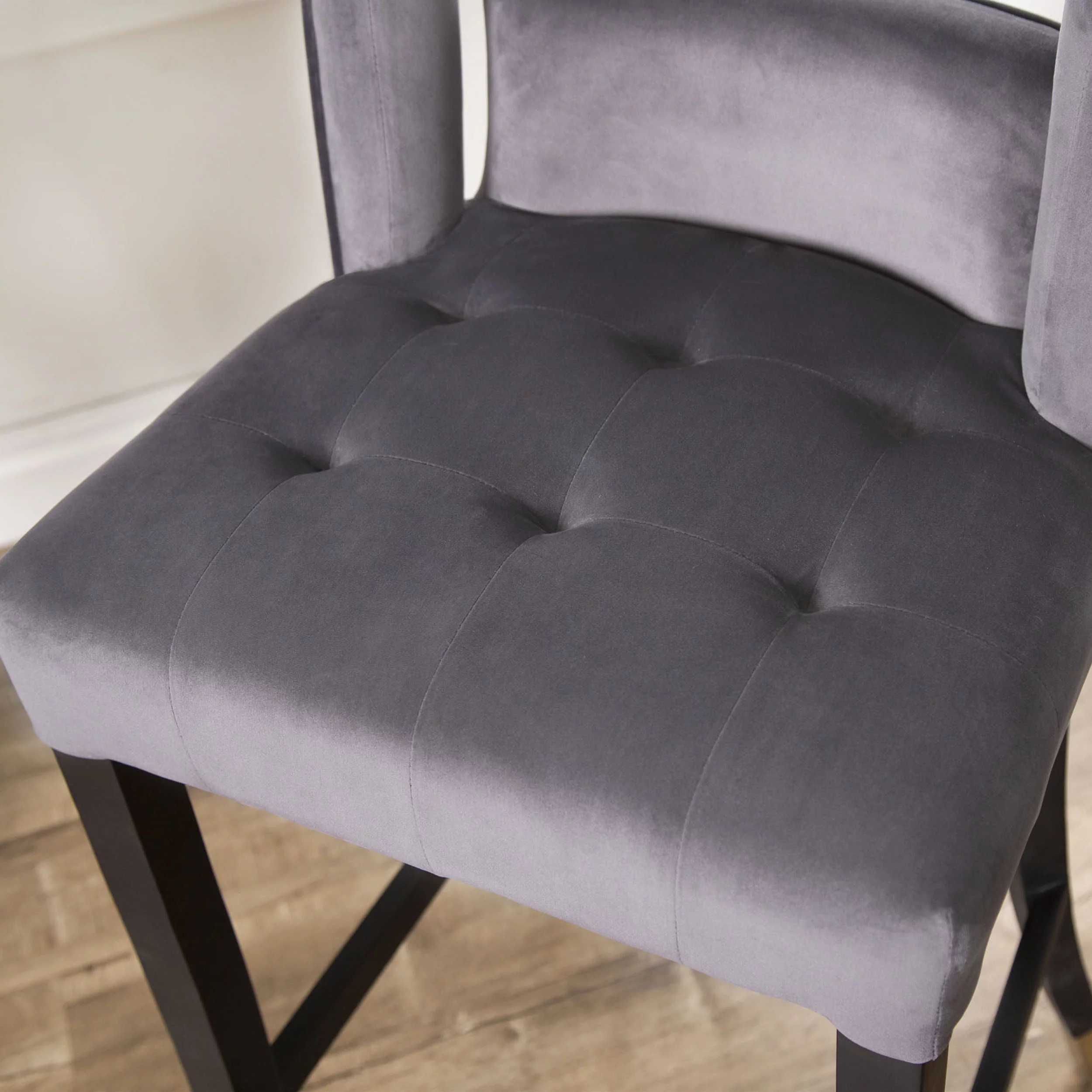 Stephanie Velvet Bar Stool, Grey