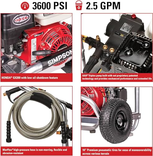 Simpson Cleaning 4200 PSI Gas Pressure Washer, 4.0 GPM Power Washer for Commercial Use, Honda GX390 Engine, 50-Foot Steel-Braided Hose, Aluminum Series, 49-State (ALH4240)