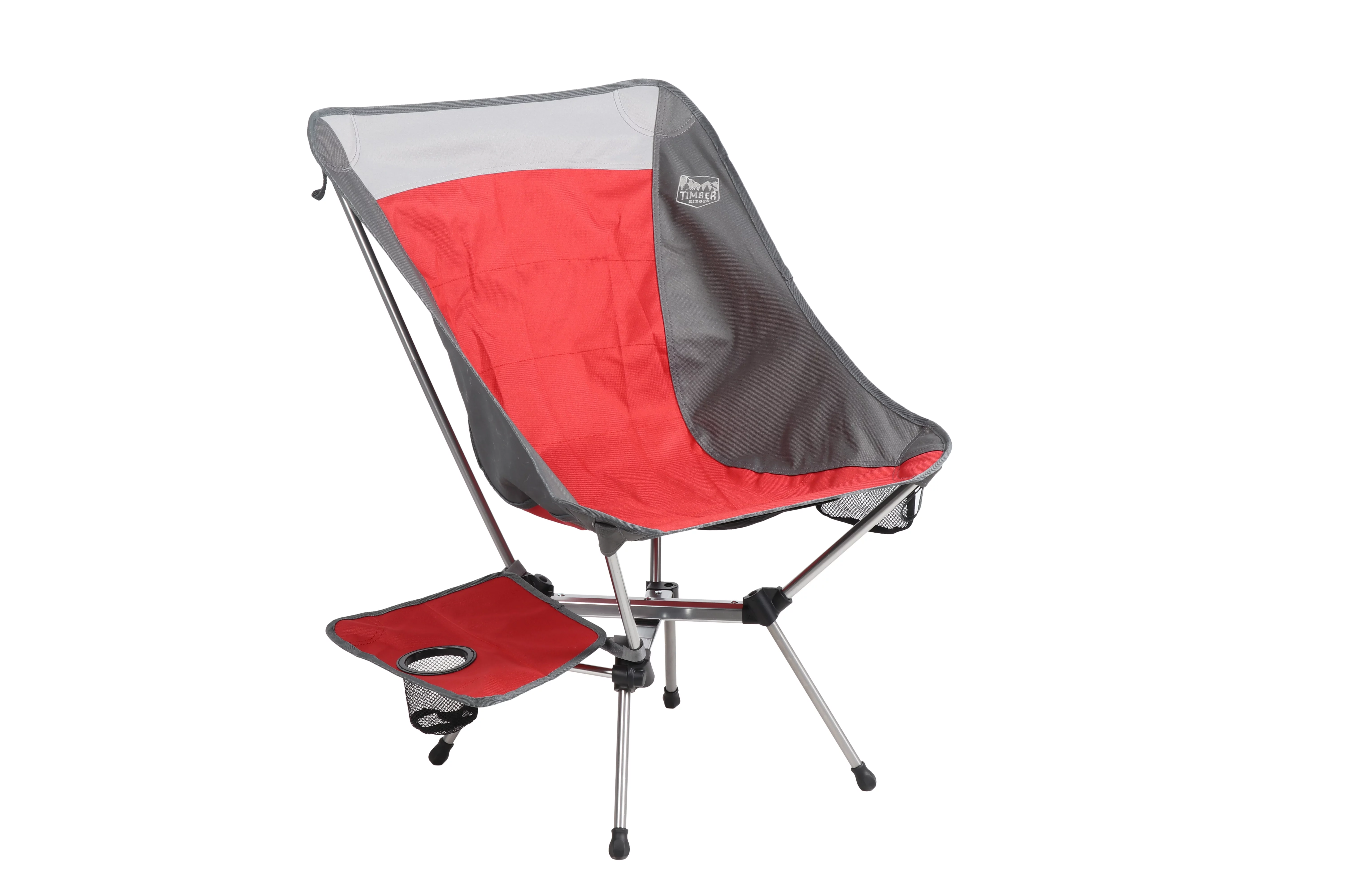 Timber Ridge Yew x-Frame Backpack Camping Chair, Red and Gray, Adult