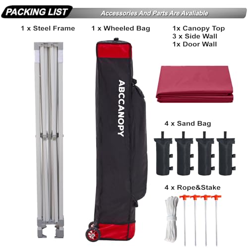 ABCCANOPY Easy Pop Up Canopy Tent with Sidewalls 10x10 Commercial -Series, White