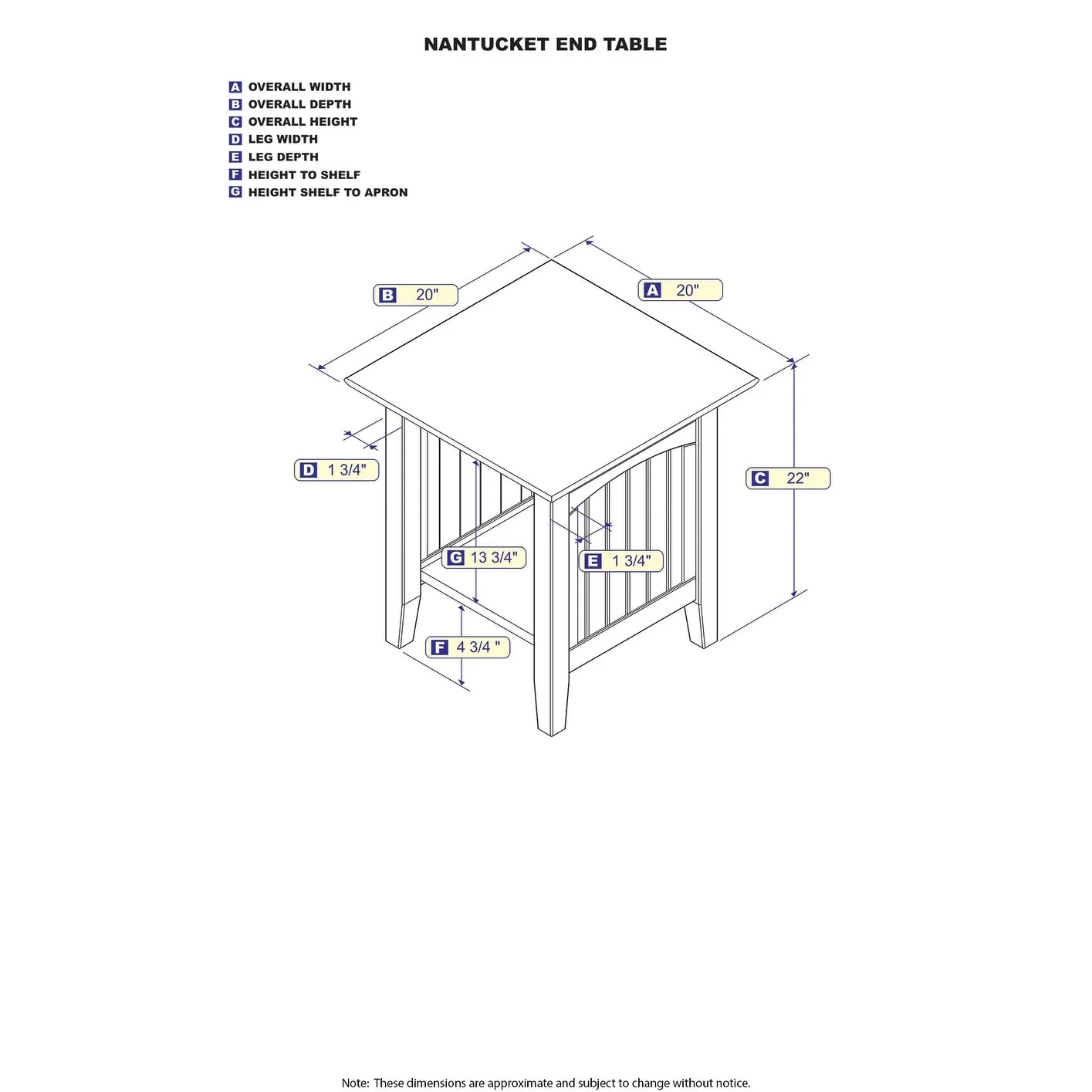 AFI Nantucket Solid Wood End Table White