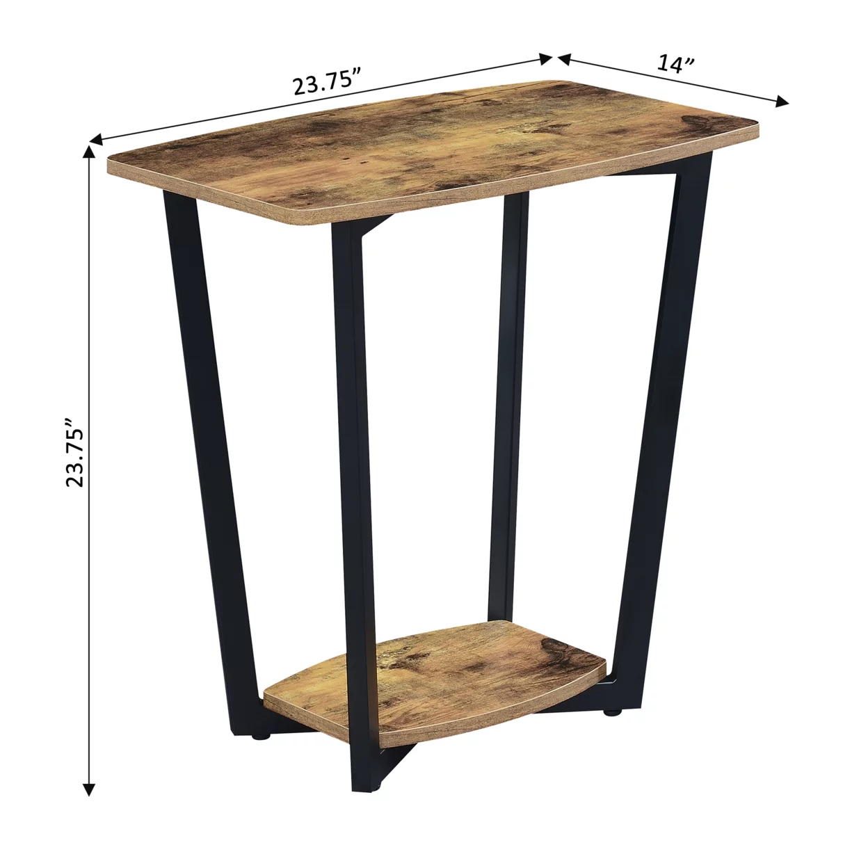 Convenience Concepts Graystone End Table with Shelf, Barnwood/Black Frame