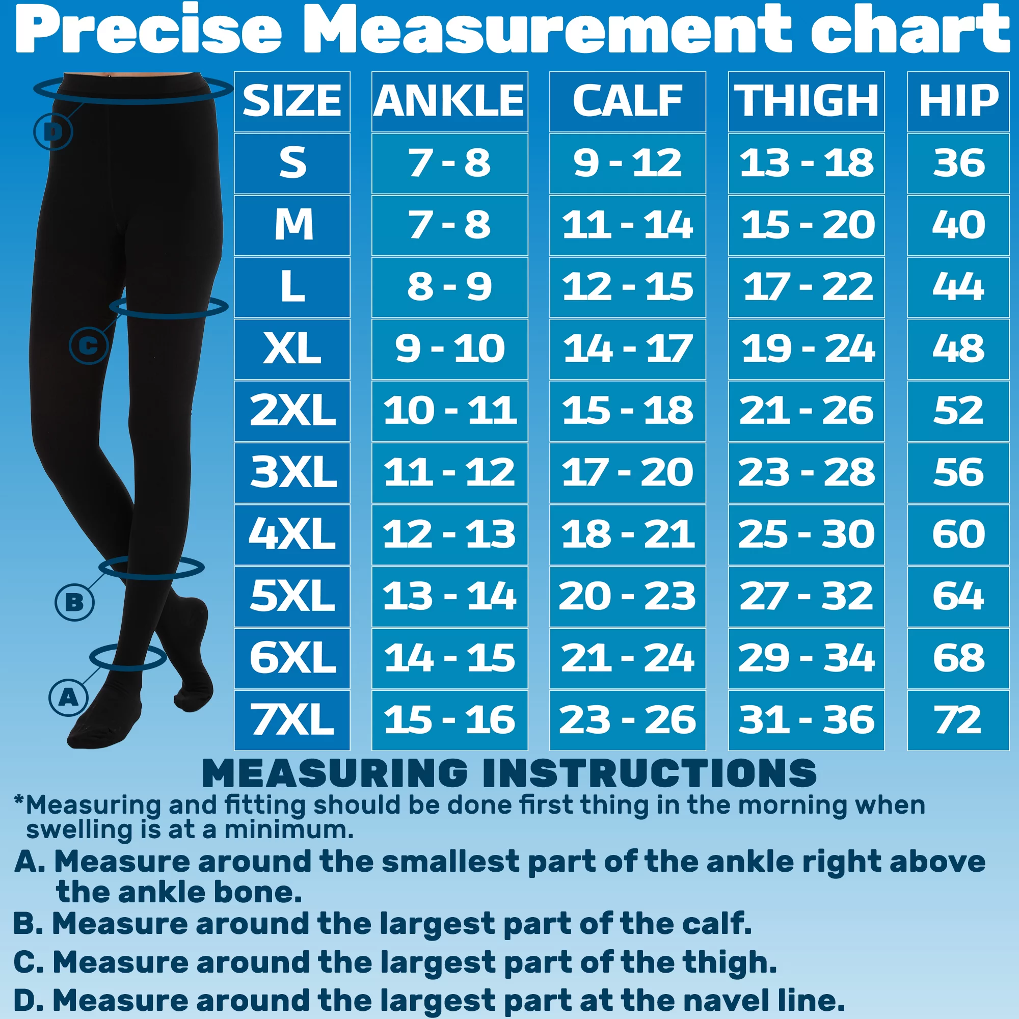 Made in USA - Womens Opaque Compression Pantyhose 20-30mmHg - Black, Large