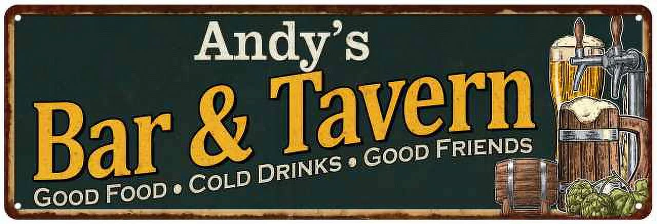 Andy's Bar and Tavern Green Sign Man Cave 8x24 108240003038