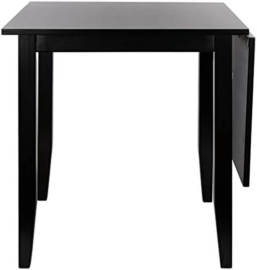 Home Collection Miliano Matte Black Drop End Leaf Dining Room Table DTB1404A, 0