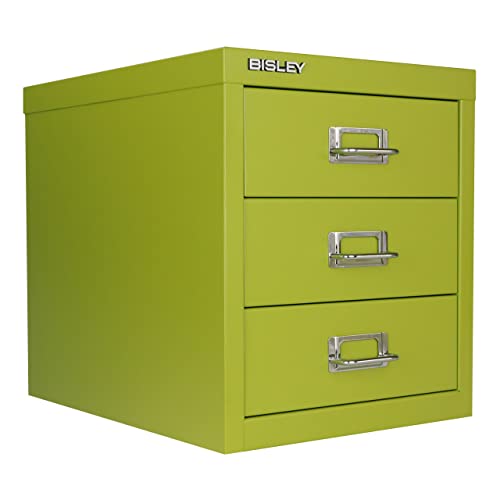 Bisley 10-Drawer Steel MultiDrawer Cabinet - Black, Chrome Pull Handles with Label Holders, Powder-Coated Steel, Removable Drawers, Fits Under Most Desks, Labels Included