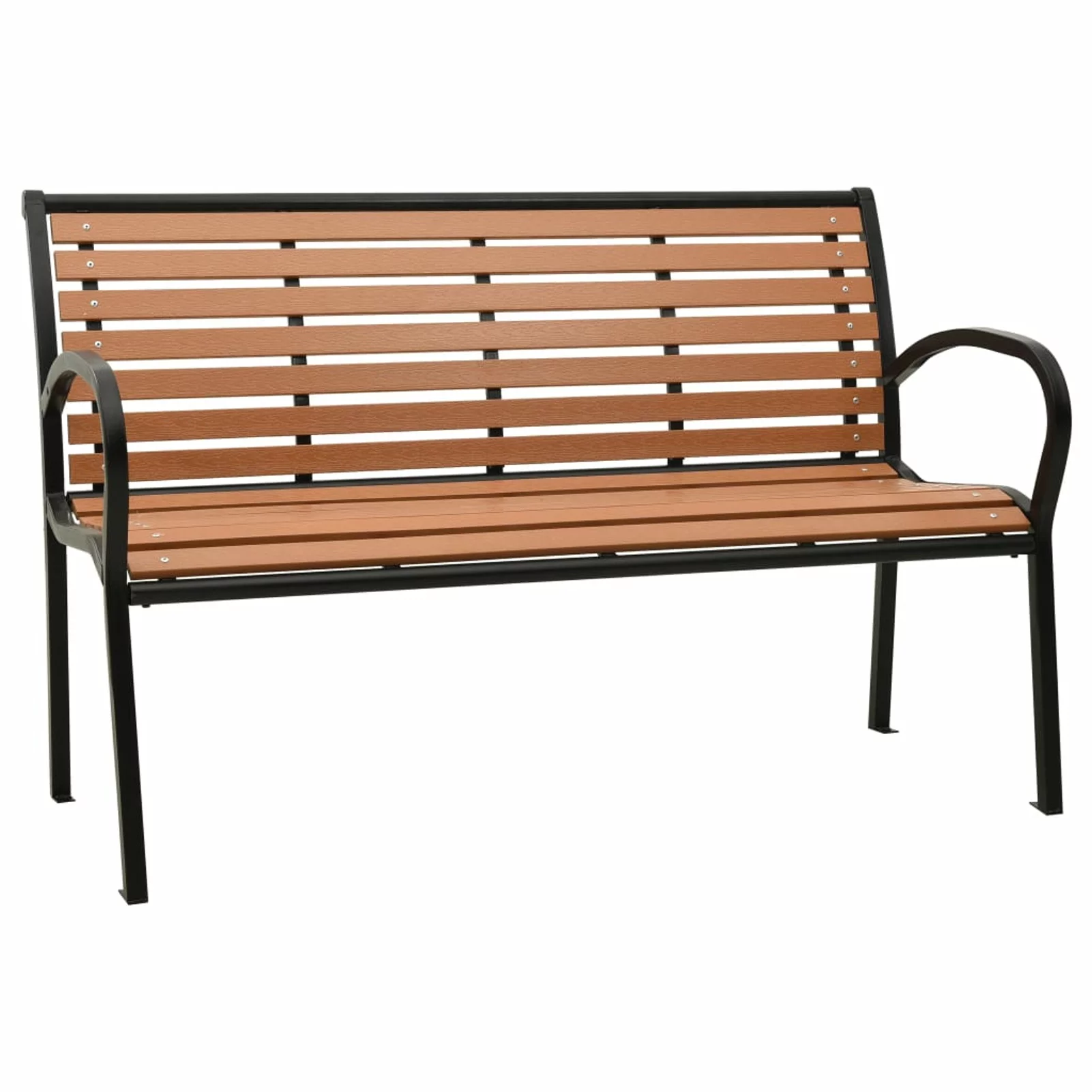 Dcenta 3-Seater Garden Bench Patio Porch Chair with WPC Seat and Backrest Steel Frame Outdoor Bench for Backyard, Balcony, Lawn Furniture 49.2 x 23.8 x 31.7 Inches (W x D x H)