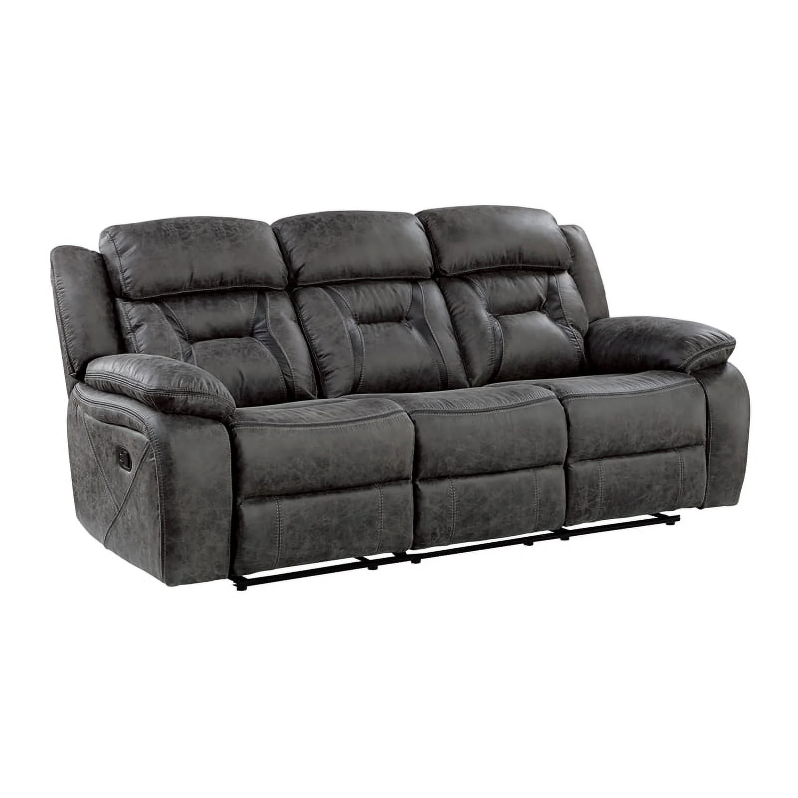 Lexicon Madrona Microfiber 2-Piece Upholstered Manual Reclining Sofa Set in Gray