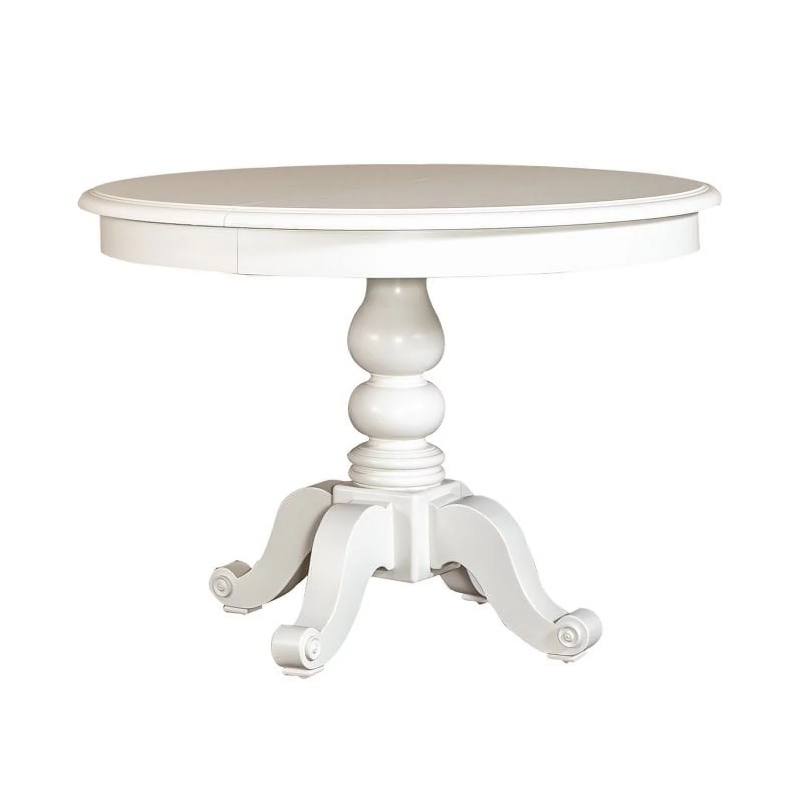Pemberly Row Transitional Wood Top Round Pedestal Dining Table in White