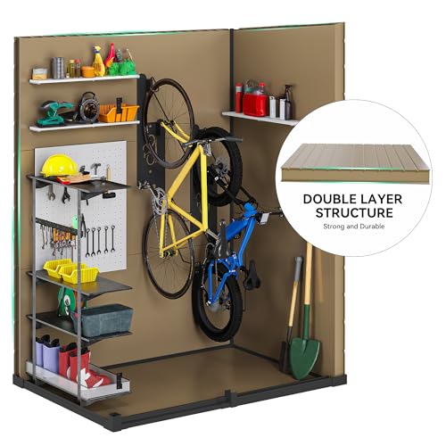 DWVO 5x3ft Resin Outdoor Storage Shed with Floor, Waterproof Lockable Storage Shed with Window, Plastic Outside Tool Storage for Garden, Backyard, Patio, Lawn, Gray