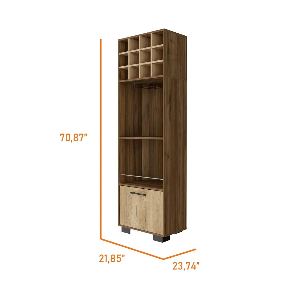 FM FURNITURE Aubree Bar Cabinet  Mahagony (brown) / Macadamia Engineered Wood