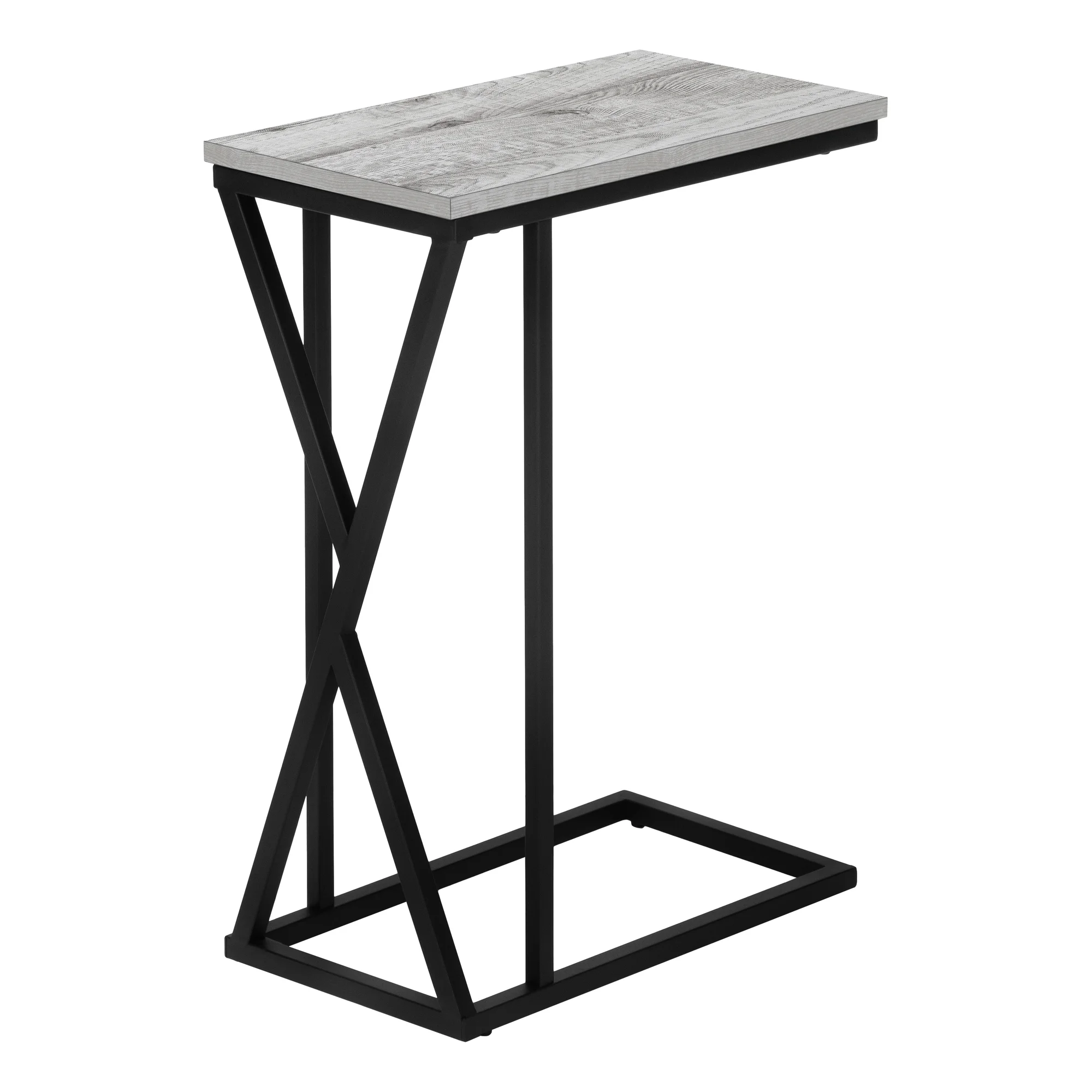 Accent Table C-shaped End Side Snack Living Room Bedroom Metal Grey