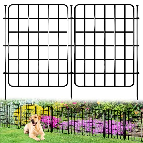 30ft x 17in Garden Fence Animal Barrier, 28 Panels No Dig Fence Border, Rustproof Metal Decorative Garden Fence with Ground Stake, Flower Bed Edging Border for Dog, Rabbit, Outdoor Yard Patio Decor